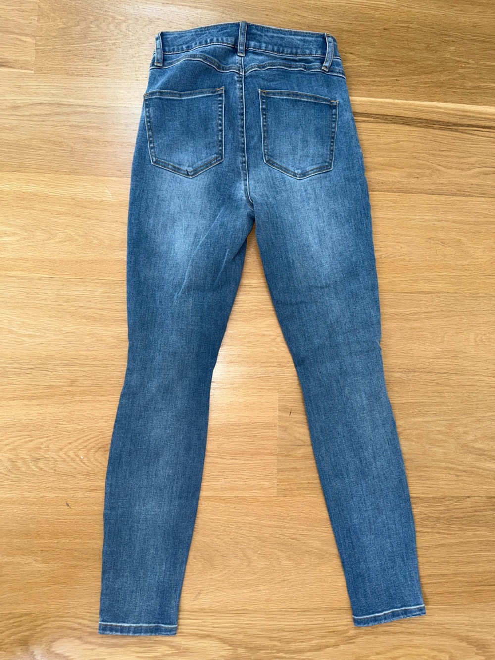 High-Rise Distressed Skinny Jeans - Blue - Picture 8 of 10